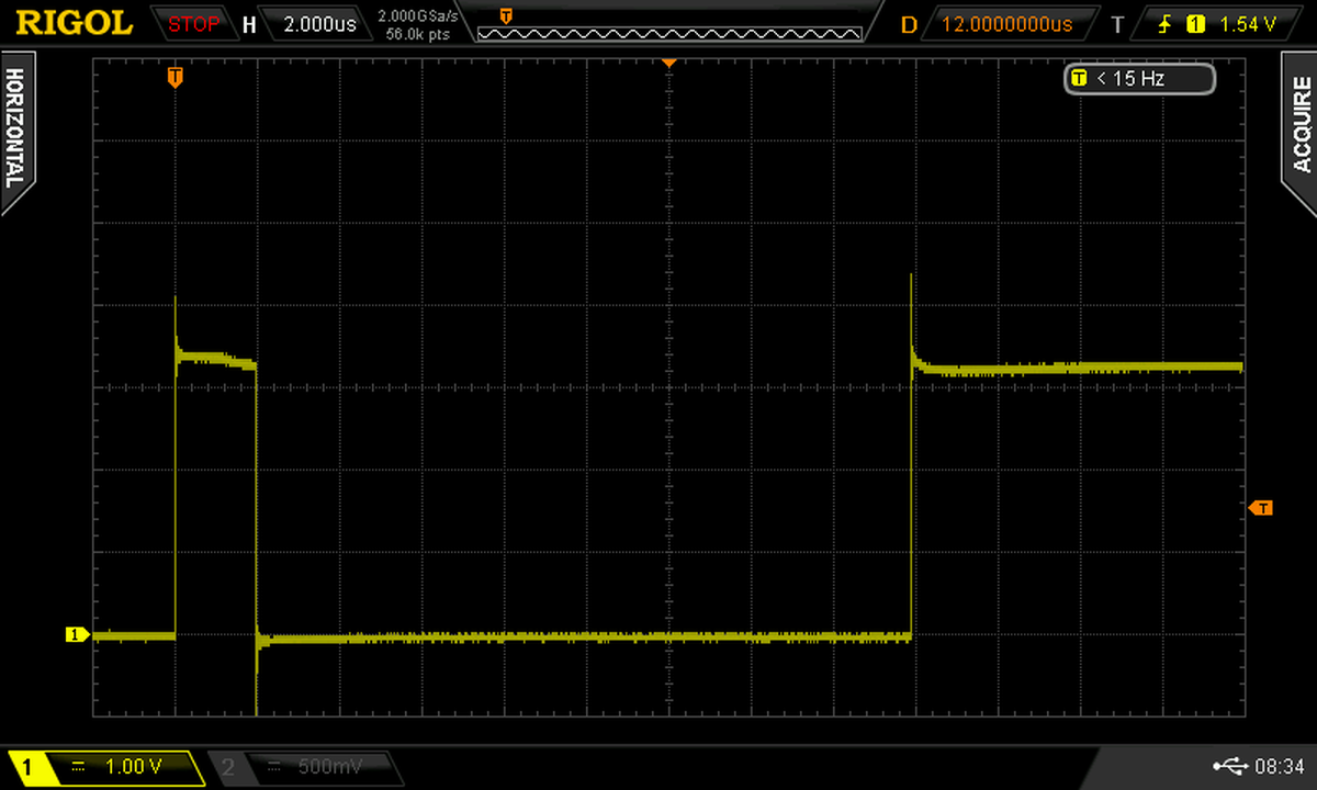 The MC9S08RD32 sync pulse The MC9S08RD32 sync pulse