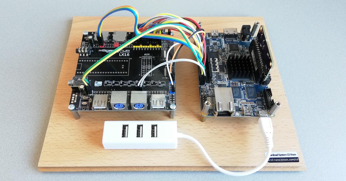 DE10-nano CycloneV board with mSpectrum VGA, PS/2, audio and SD-card connectors